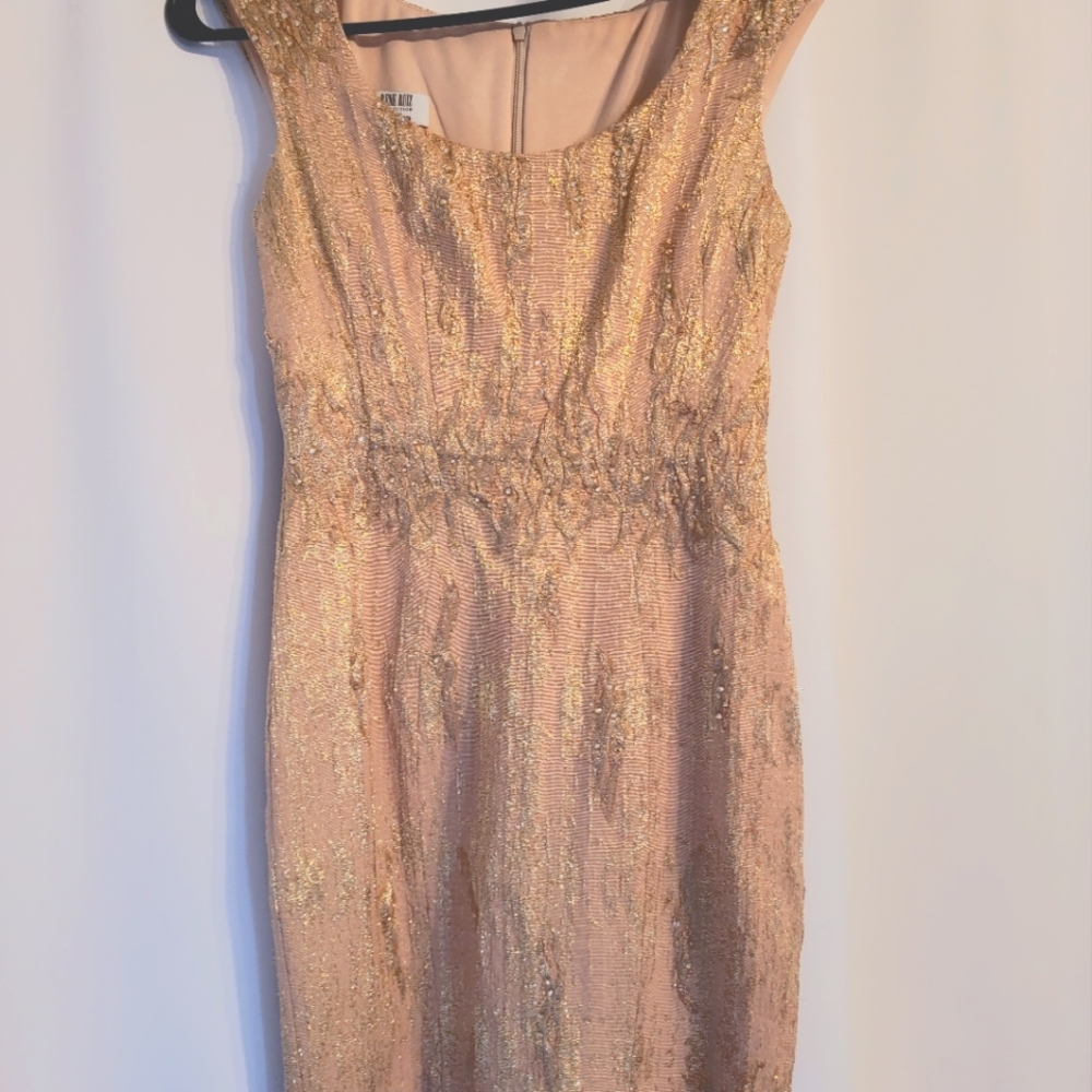 Cocktail dress, gold & pink